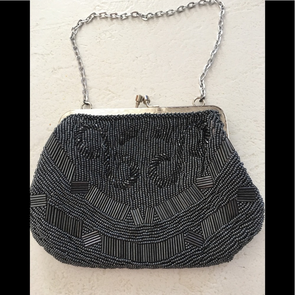 Vintage Beaded Black Evening Purse